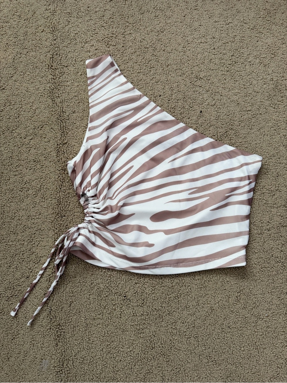 Brown and White Zebra Striped Crop Top